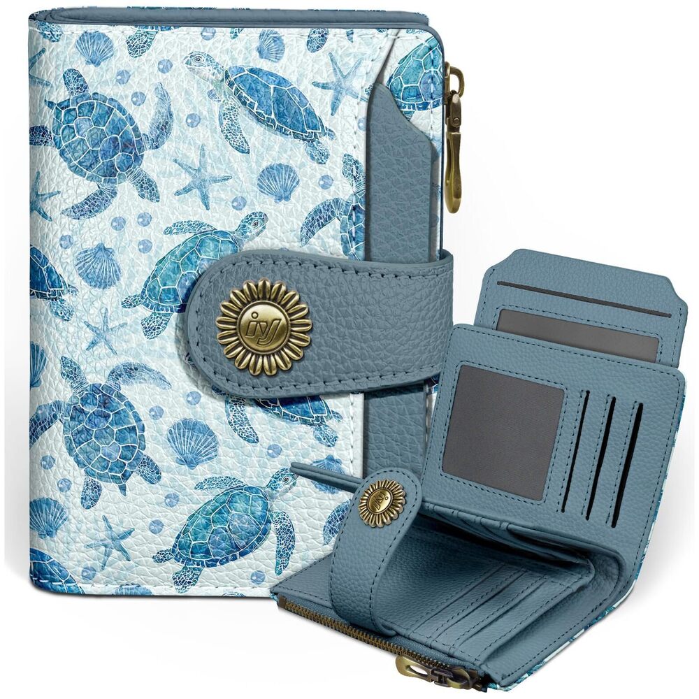 8304 Sea Turtle Small Wallet RFID Blocking Bifold Credit Card Holder